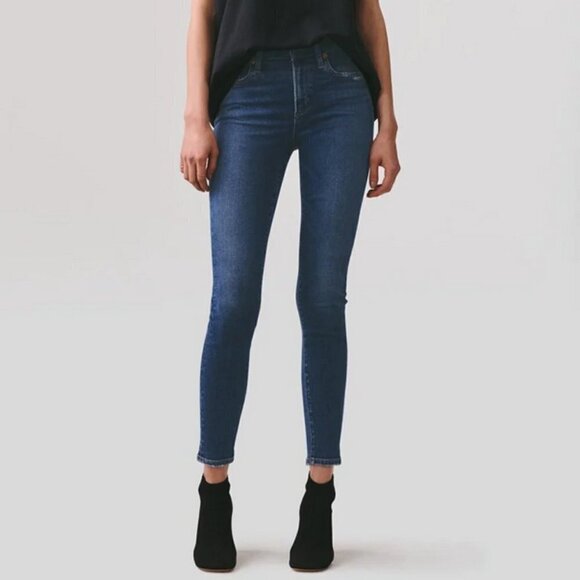 AGOLDE‎ Sophie Mid Rise Ankle Jeans Dark Wash Skinny Stretch Denim Jean sz 24 - Picture 1 of 11